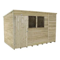 10x6ft Forest Natural Timber Overlap Pent Pressure Treated Wooden Shed -Garden Outdoor Equipment Store 12810915 1224833198729990