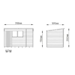 10x6ft Forest Natural Timber Overlap Pent Pressure Treated Wooden Shed -Garden Outdoor Equipment Store 12810915 9274833198595296