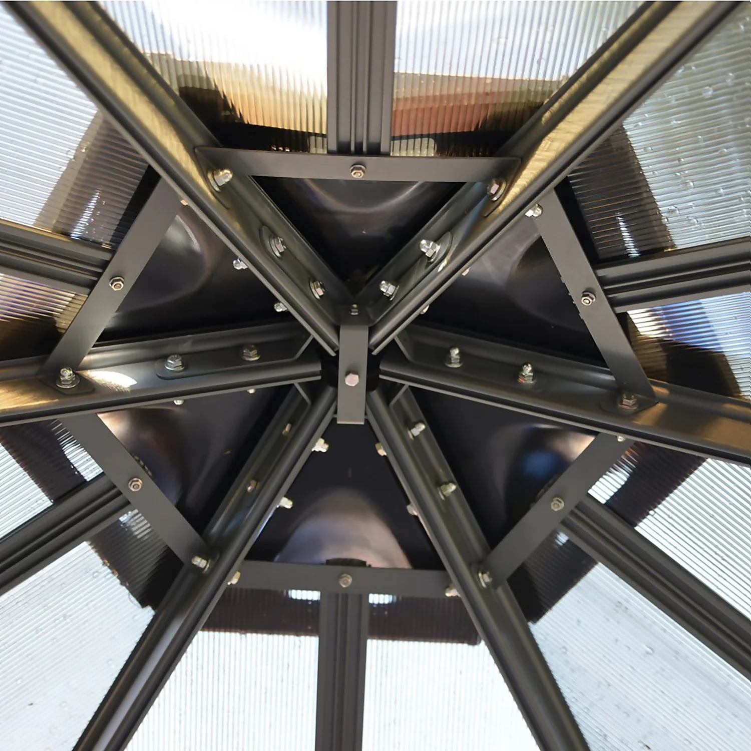 Palram - Canopia Monaco Hexagonal Garden Gazebo Grey 11 Palram - Canopia Monaco Hexagonal Garden Gazebo Grey - Image 9