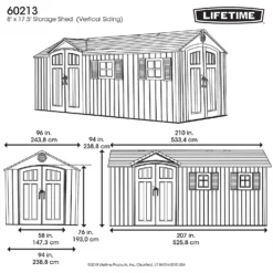 Lifetime 17.5 X 8 Ft Dual Entry Outdoor Storage Shed -Garden Outdoor Equipment Store 12836595 2485012583902295