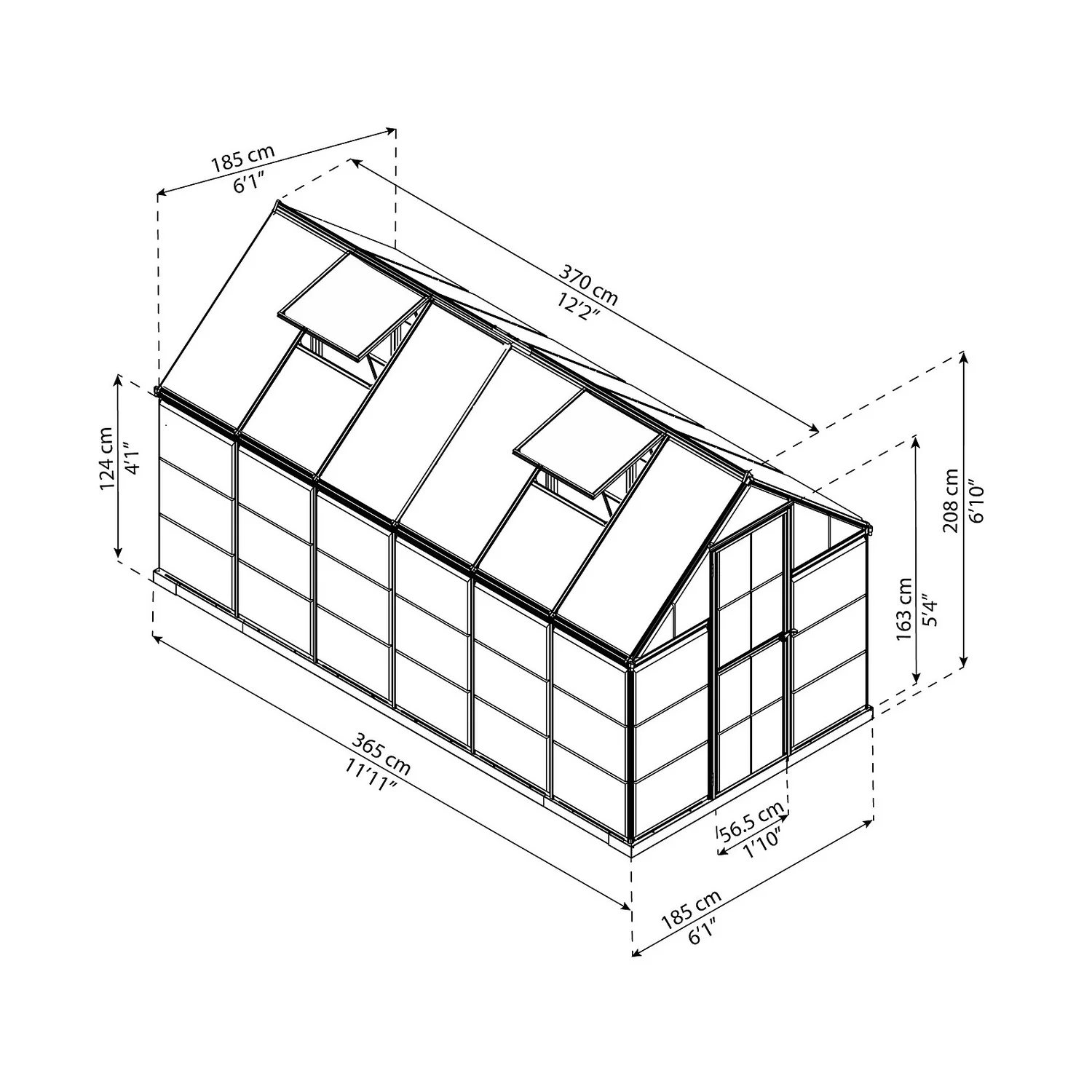 Palram Canopia Hybrid 6 X 12ft Silver Greenhouse 7 Palram Canopia Hybrid 6 X 12ft Silver Greenhouse - Image 5