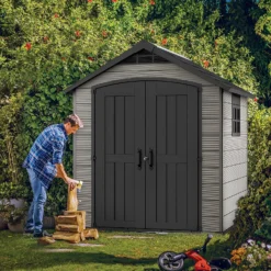Keter Premier 7 X 7ft Outdoor Garden Apex Storage Shed - Grey -Garden Outdoor Equipment Store 12882034 7855036180740362