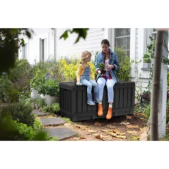 Keter Kentwood Outdoor Garden Storage Box 350L - Graphite -Garden Outdoor Equipment Store 12885762 2124899008544693