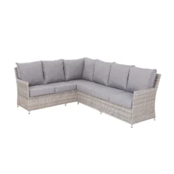 Florence Grey Rattan Effect Garden Corner Sofa Set -Garden Outdoor Equipment Store 12887809 5834843689783909