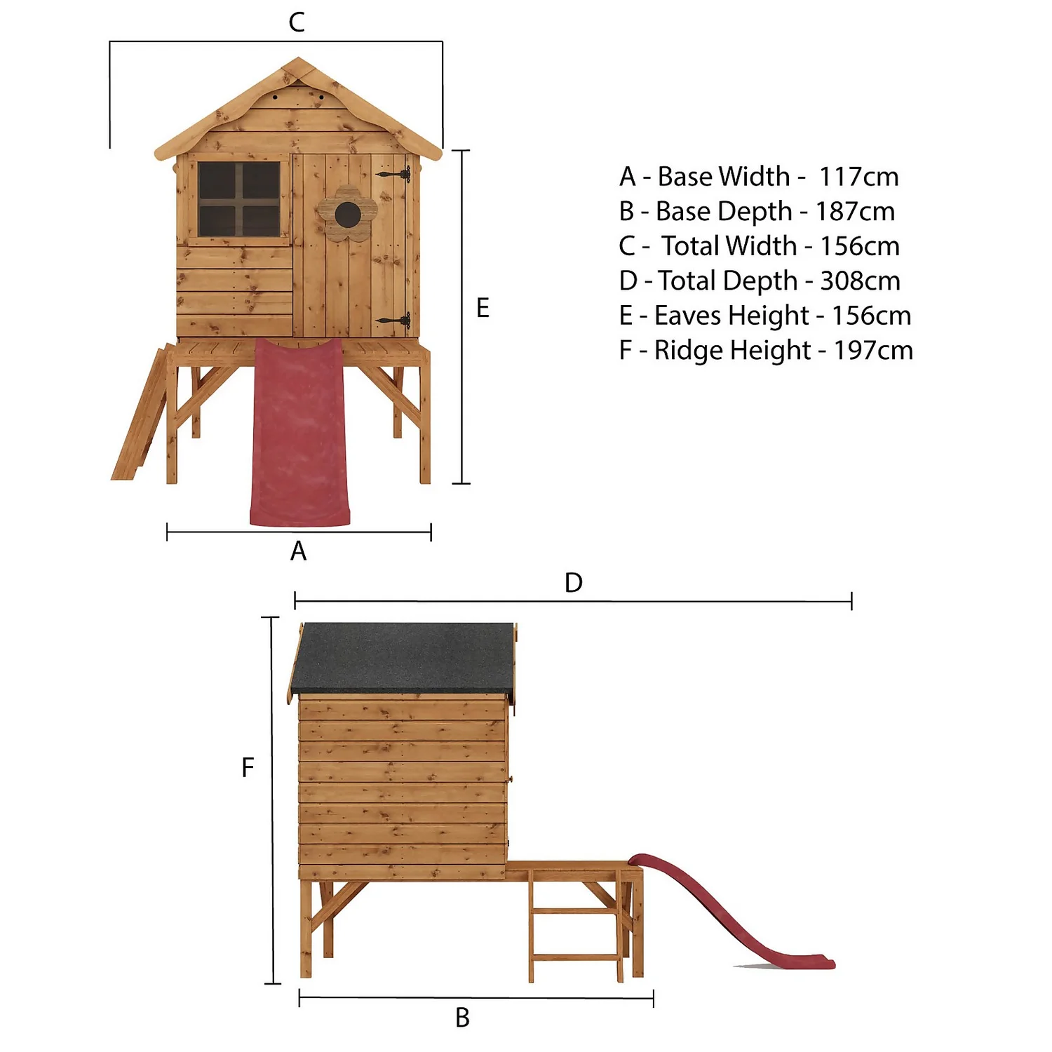 Mercia 7 X 9'4ft Snug Wooden Playhouse Tower & Slide - Installation Included 10 Mercia 7 X 9'4ft Snug Wooden Playhouse Tower & Slide - Installation Included - Image 8