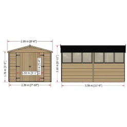 Shire 12 X 8ft Shed Overlap Double Door -Garden Outdoor Equipment Store 13082803 1224862497953369