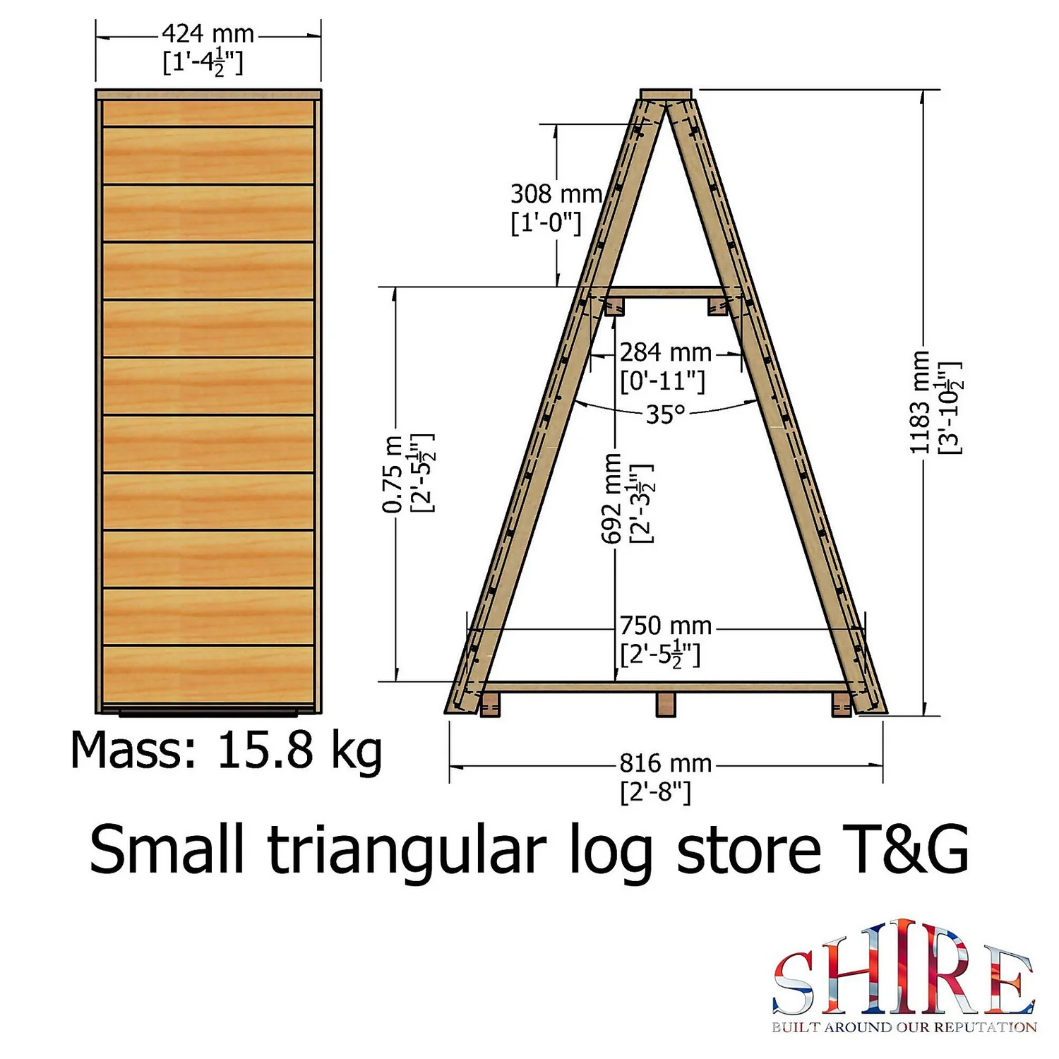 Shire Small Triangular Log Store Tongue And Groove 8 Shire Small Triangular Log Store Tongue And Groove - Image 6