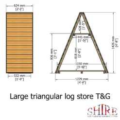 Shire Large Triangular Log Store Tongue And Groove -Garden Outdoor Equipment Store 13082827 1554862456500944