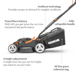 WORX 40V WG779E.1 Cordless Lawn Mower - 34cm -Garden Outdoor Equipment Store 13326413 2294944673153362