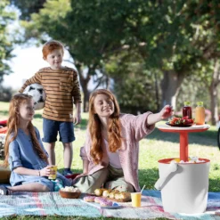 Keter GoBar Outdoor Ice Cooler Table Garden Furniture - Red / White -Garden Outdoor Equipment Store 13412934 5744910901735855