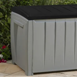 Keter Ace Outdoor Garden Storage Box 124 X 55 X 62.5 Cm - Grey And Black -Garden Outdoor Equipment Store 13432924 3844947994747044