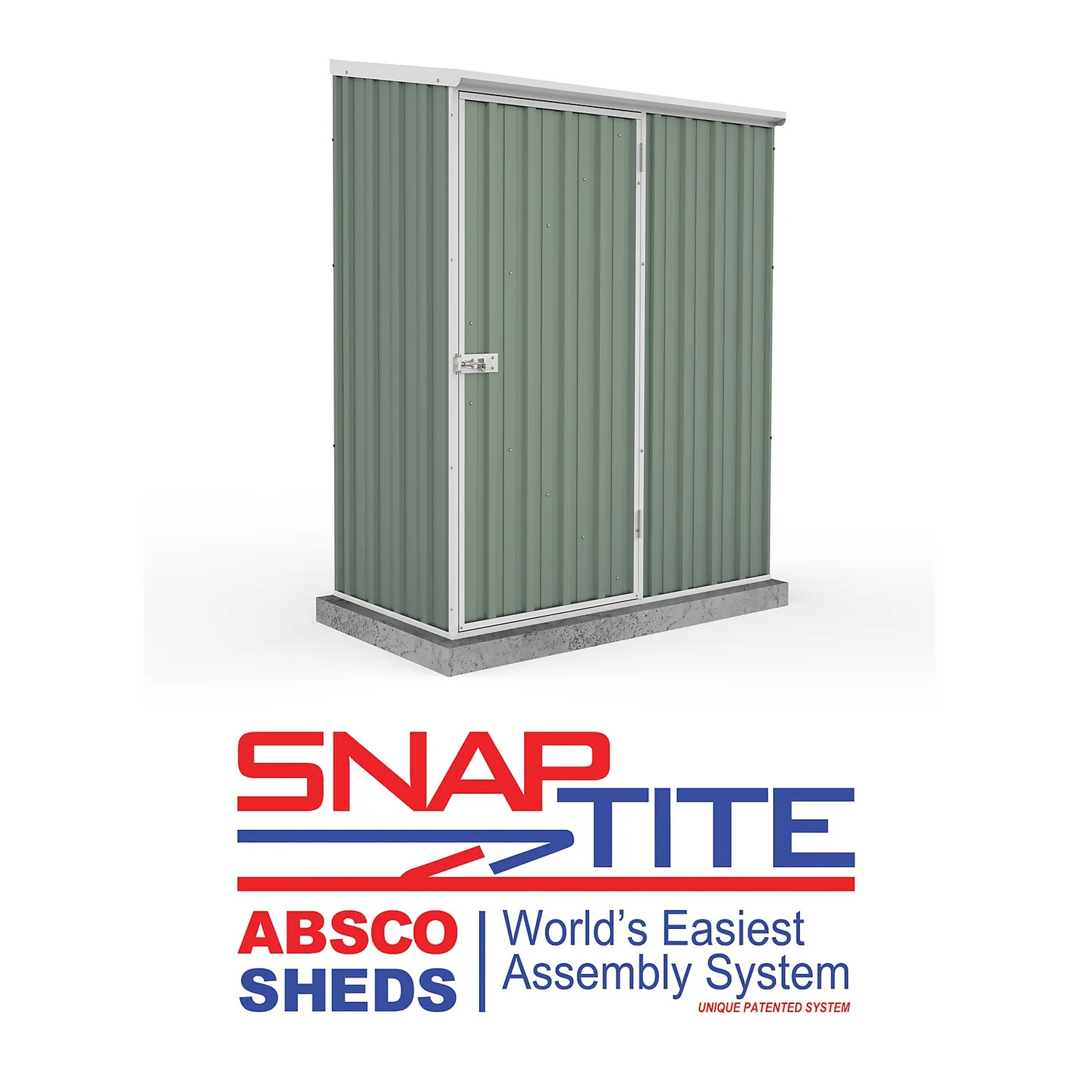 Absco 5 X 3ft Space Saver Metal Pent Shed - Green 4 Absco 5 X 3ft Space Saver Metal Pent Shed - Green - Image 2