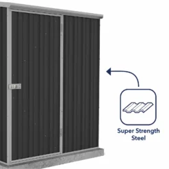 Absco 5 X 3ft Space Saver Metal Pent Shed - Dark Grey -Garden Outdoor Equipment Store 13440829 1304929186558870