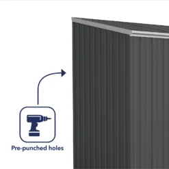 Absco 7.5 X 5ft Space Saver Metal Pent Shed - Grey -Garden Outdoor Equipment Store 13440833 1754945449562410