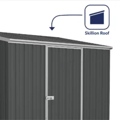Absco 7.5 X 5ft Space Saver Metal Pent Shed - Grey -Garden Outdoor Equipment Store 13440833 3584945449489171