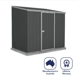 Absco 7.5 X 5ft Space Saver Metal Pent Shed - Grey -Garden Outdoor Equipment Store 13440833 5024945449628383