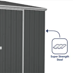 Absco 7.5 X 5ft Space Saver Metal Pent Shed - Grey -Garden Outdoor Equipment Store 13440833 5334945449592854