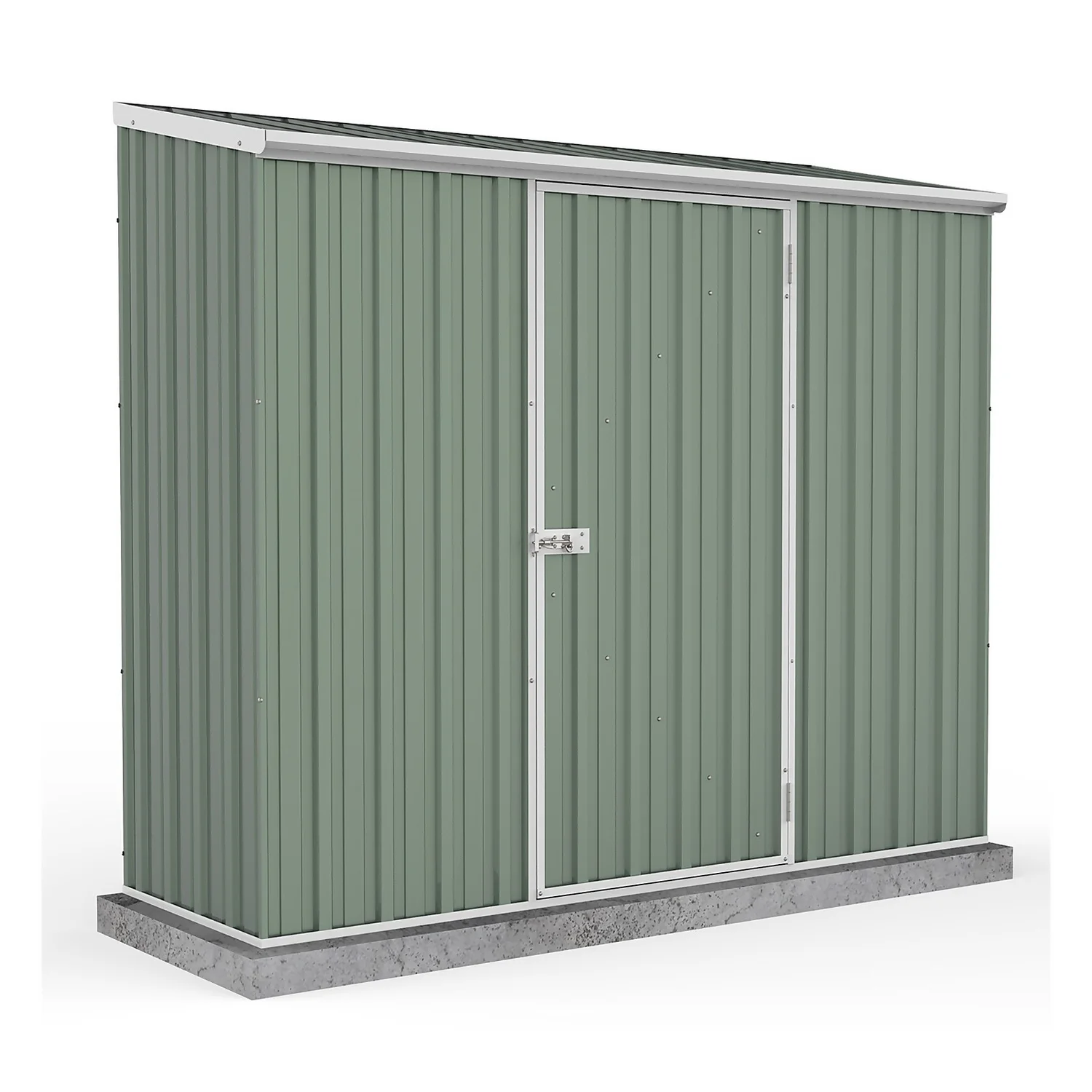 Absco 7.5 X 3ft Space Saver Metal Pent Shed - Green 3 Absco 7.5 X 3ft Space Saver Metal Pent Shed - Green