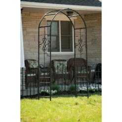 Panacea Quatrefoil Steel Garden Arch - Black -Garden Outdoor Equipment Store 13480863 3684931199828012
