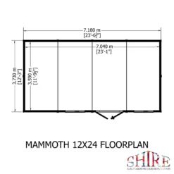 Shire 12 X 24ft Mammoth Double Door Garden Shed - Including Installation -Garden Outdoor Equipment Store 13505271 5874931994105489