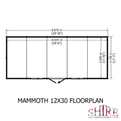 Shire 12 X 30ft Mammoth Double Door Garden Shed -Garden Outdoor Equipment Store 13505274 1454931994528177