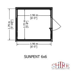 Shire 6 X 6ft Sun Pent Shed -Garden Outdoor Equipment Store 13505277 8774931991917154