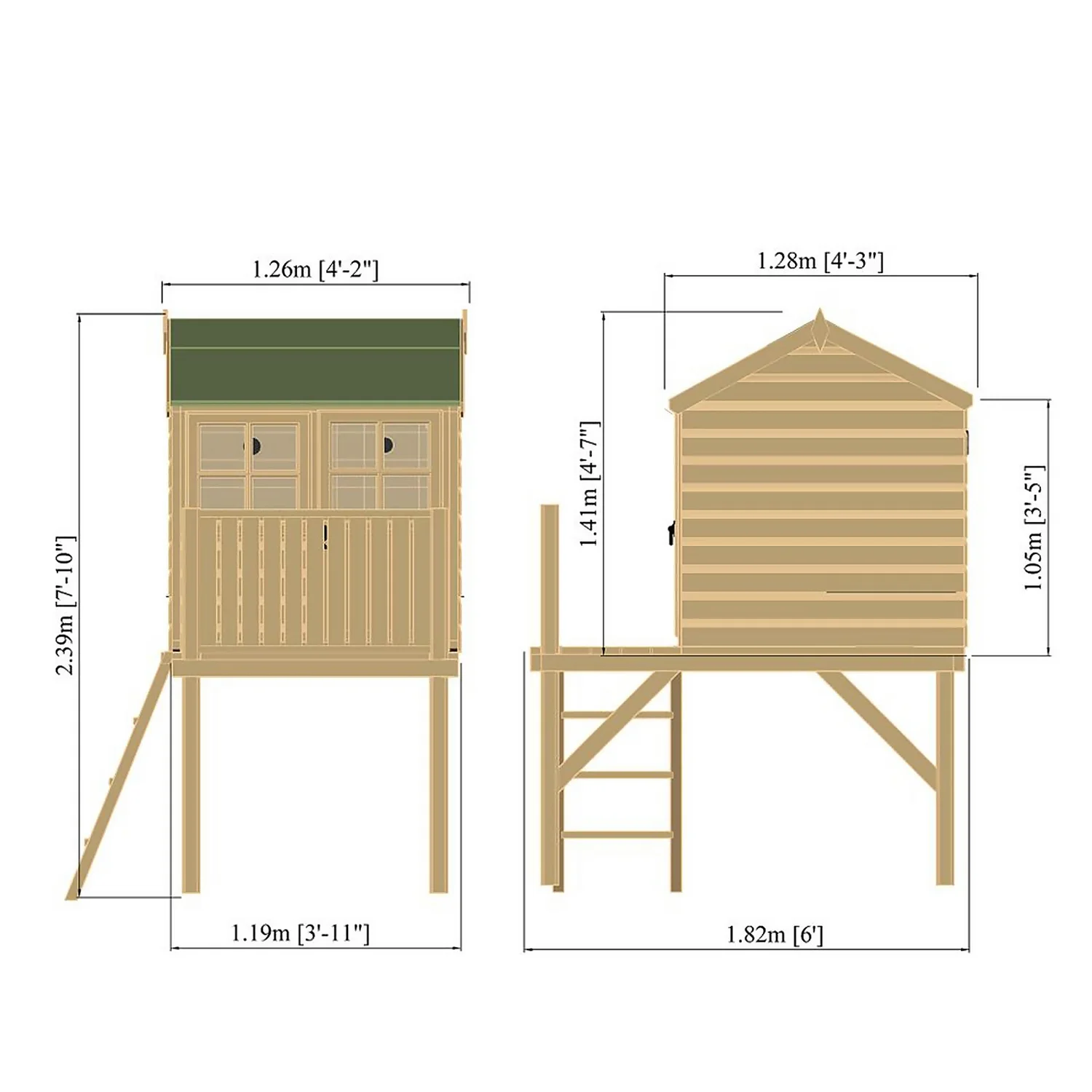 Shire 6 X 4ft Bunny And Platform Kids Wooden Playhouse 5 Shire 6 X 4ft Bunny And Platform Kids Wooden Playhouse - Image 3