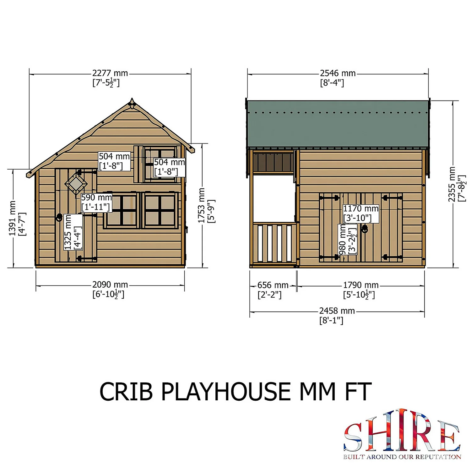 Shire 6 X 8ft Crib Kids Wooden Playhouse 5 Shire 6 X 8ft Crib Kids Wooden Playhouse - Image 3