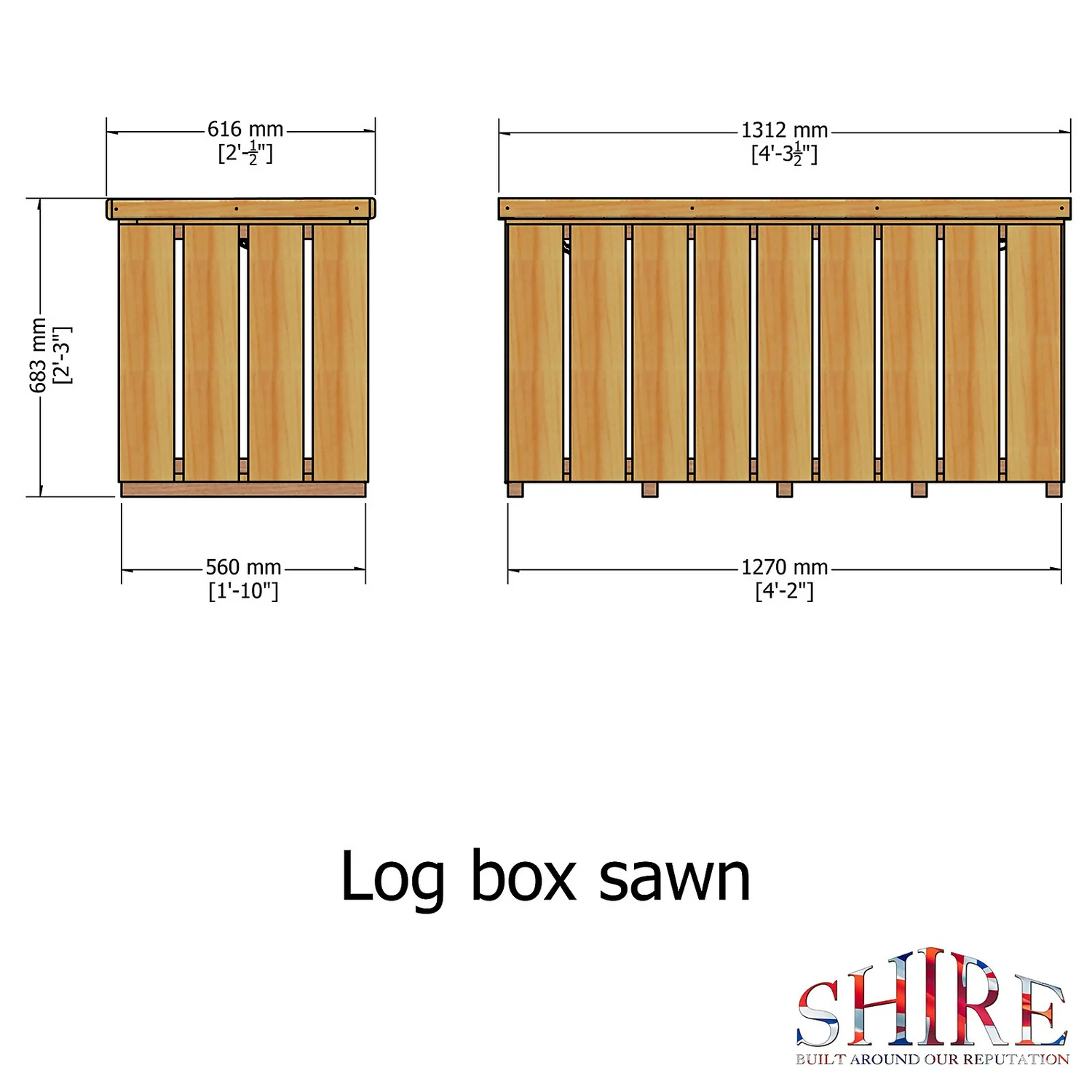Shire Sawn Timber Garden Storage Log Box 4x2 5 Shire Sawn Timber Garden Storage Log Box 4x2 - Image 3