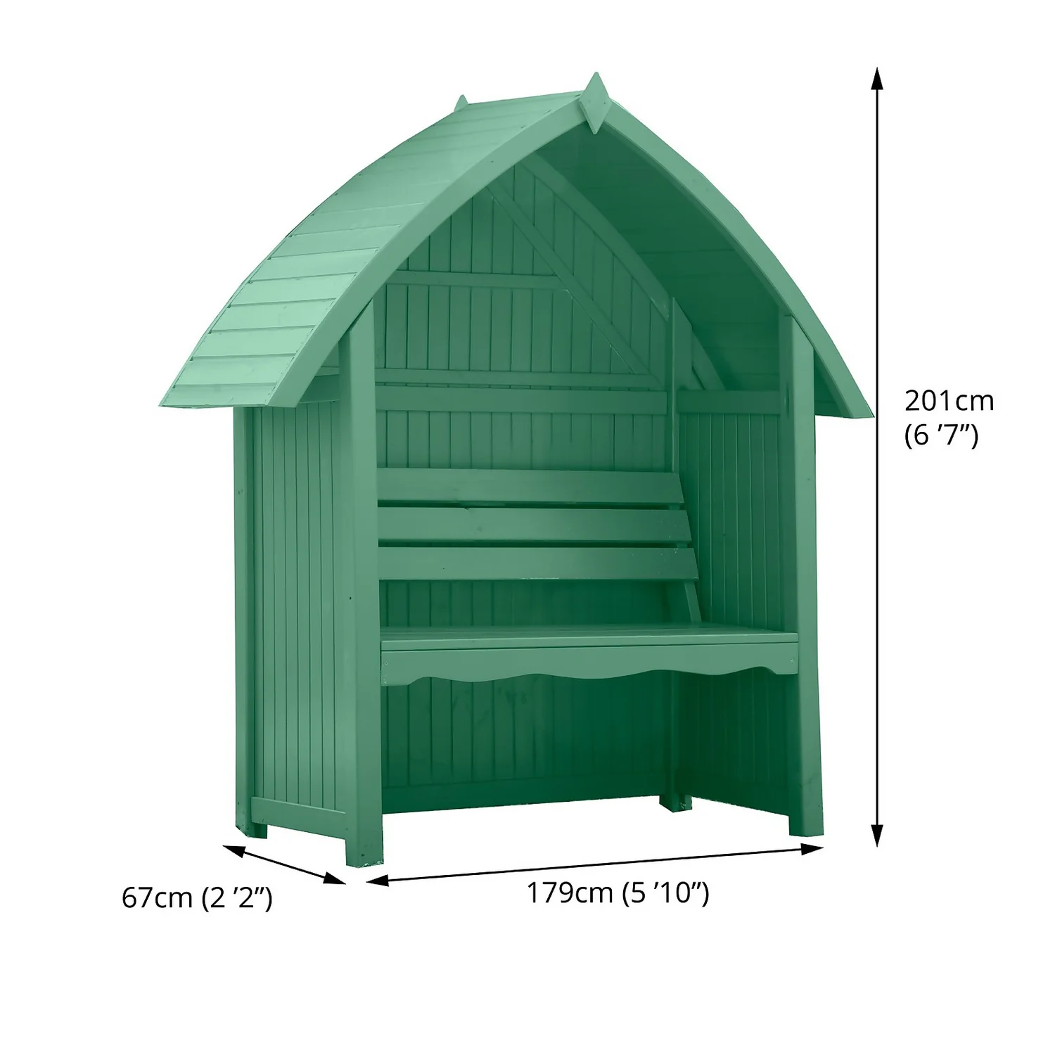 Country Living Wilmcote Arbour Seat Painted + Installation - Aurora Green 5 Country Living Wilmcote Arbour Seat Painted + Installation - Aurora Green - Image 3