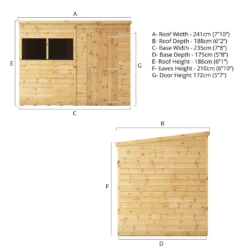 Mercia 8ft X 6ft Premium Shiplap Pent Shed -Garden Outdoor Equipment Store 13555801 7854949334433002