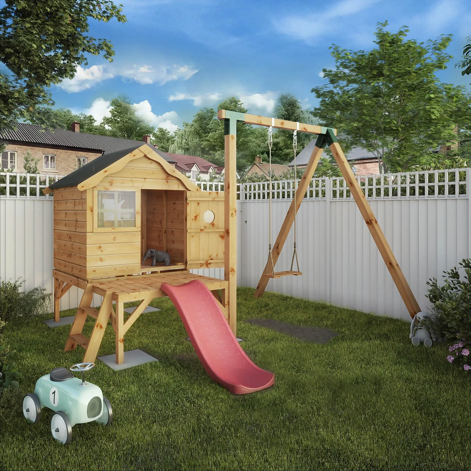 Mercia 4ft X 4ft Snug Wooden Playhouse With Tower 4 Mercia 4ft X 4ft Snug Wooden Playhouse With Tower - Image 2