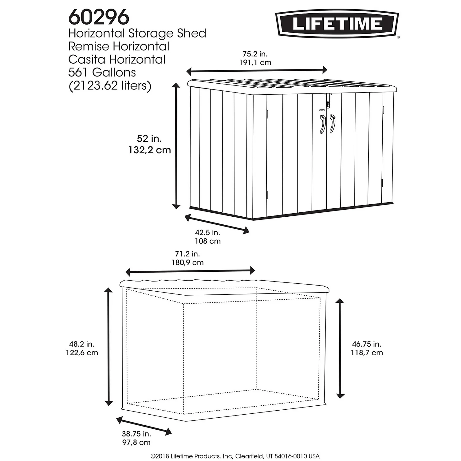 Lifetime Horizontal Plastic Outdoor Storage Shed 6 Lifetime Horizontal Plastic Outdoor Storage Shed - Image 4