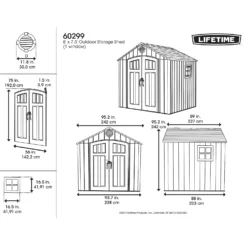 Lifetime Plastic Outdoor Storage Shed - 8x7.5ft -Garden Outdoor Equipment Store 13660827 1744949053235238