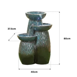 Stylish Fountain Glazed Trio Water Feature With LEDs -Garden Outdoor Equipment Store 13846047 1304962028404822