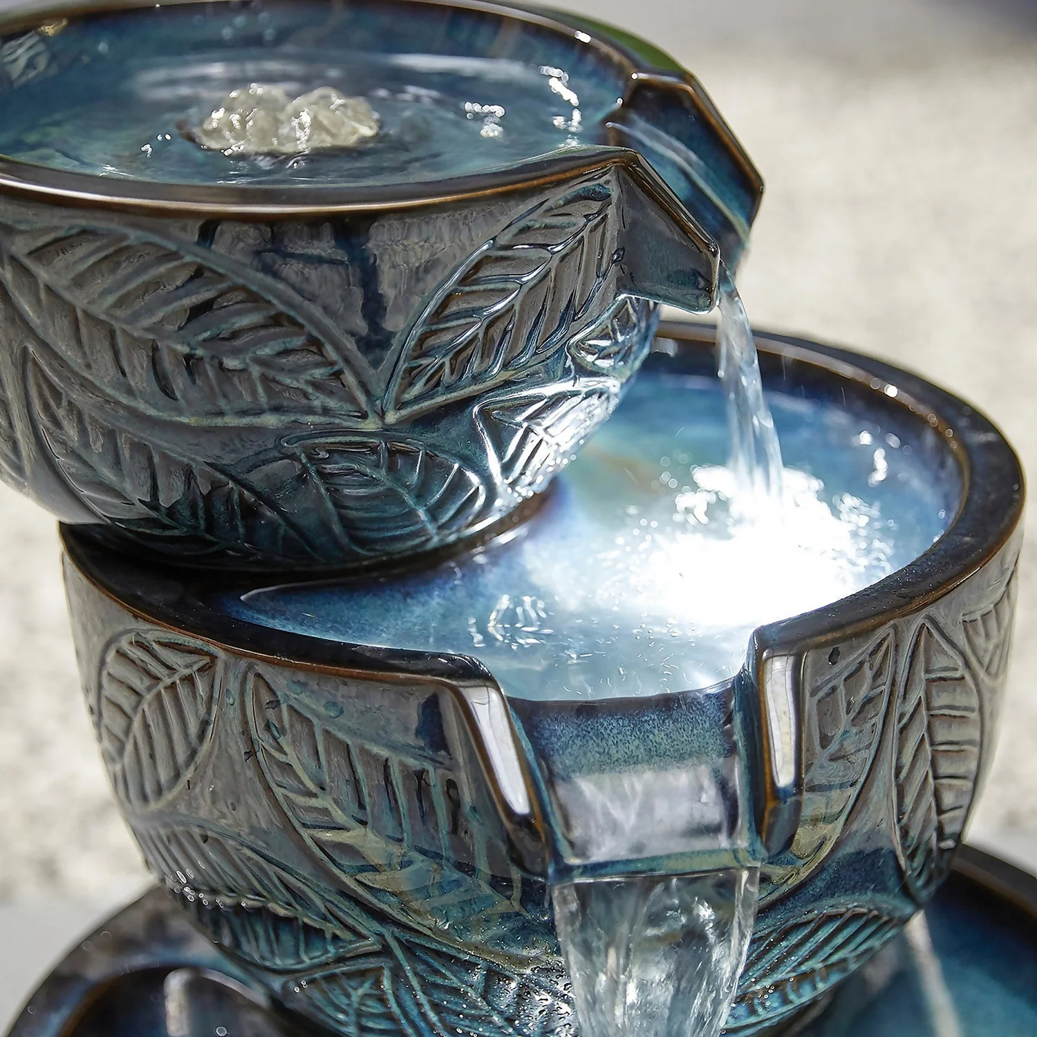 Stylish Fountain Fossil Leaf Water Feature With LEDs 6 Stylish Fountain Fossil Leaf Water Feature With LEDs - Image 4