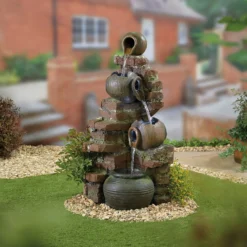 Stylish Fountain Flowing Jugs Water Feature With LEDs -Garden Outdoor Equipment Store 13846053 6014962027760701