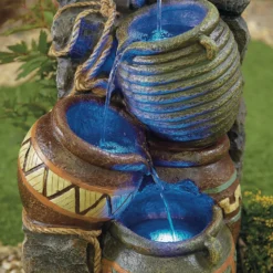 Stylish Fountain Pouring Pot Wall Water Feature With LEDs -Garden Outdoor Equipment Store 13846054 4034962027705207