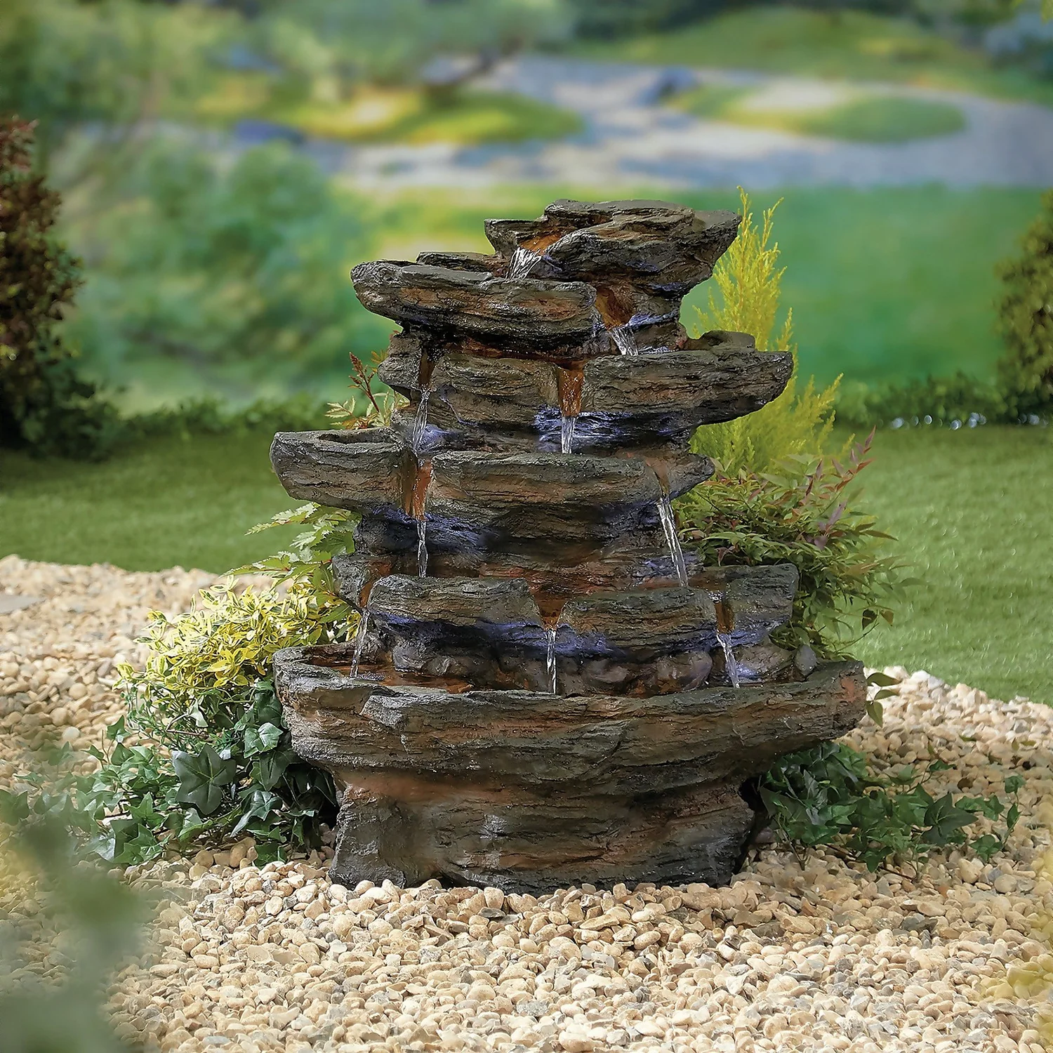 Stylish Fountain Red Rock Springs Water Feature With LEDs 4 Stylish Fountain Red Rock Springs Water Feature With LEDs - Image 2