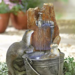 Stylish Fountain Playful Otters Water Feature With LEDs 12 Stylish Fountain Playful Otters Water Feature With LEDs -Garden Outdoor Equipment Store 13846072 1884962027752889