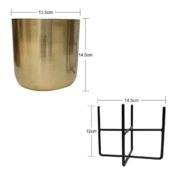 Brass Indoor Plant Pot With Cross Stand - 13.5cm -Garden Outdoor Equipment Store 13887188 1104999809670185