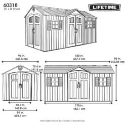 Lifetime 15 X 8ft Rough Cut Dual Entry Outdoor Storage Shed - Installation Included 21 Lifetime 15 X 8ft Rough Cut Dual Entry Outdoor Storage Shed - Installation Included -Garden Outdoor Equipment Store 13911316 5044978028394780
