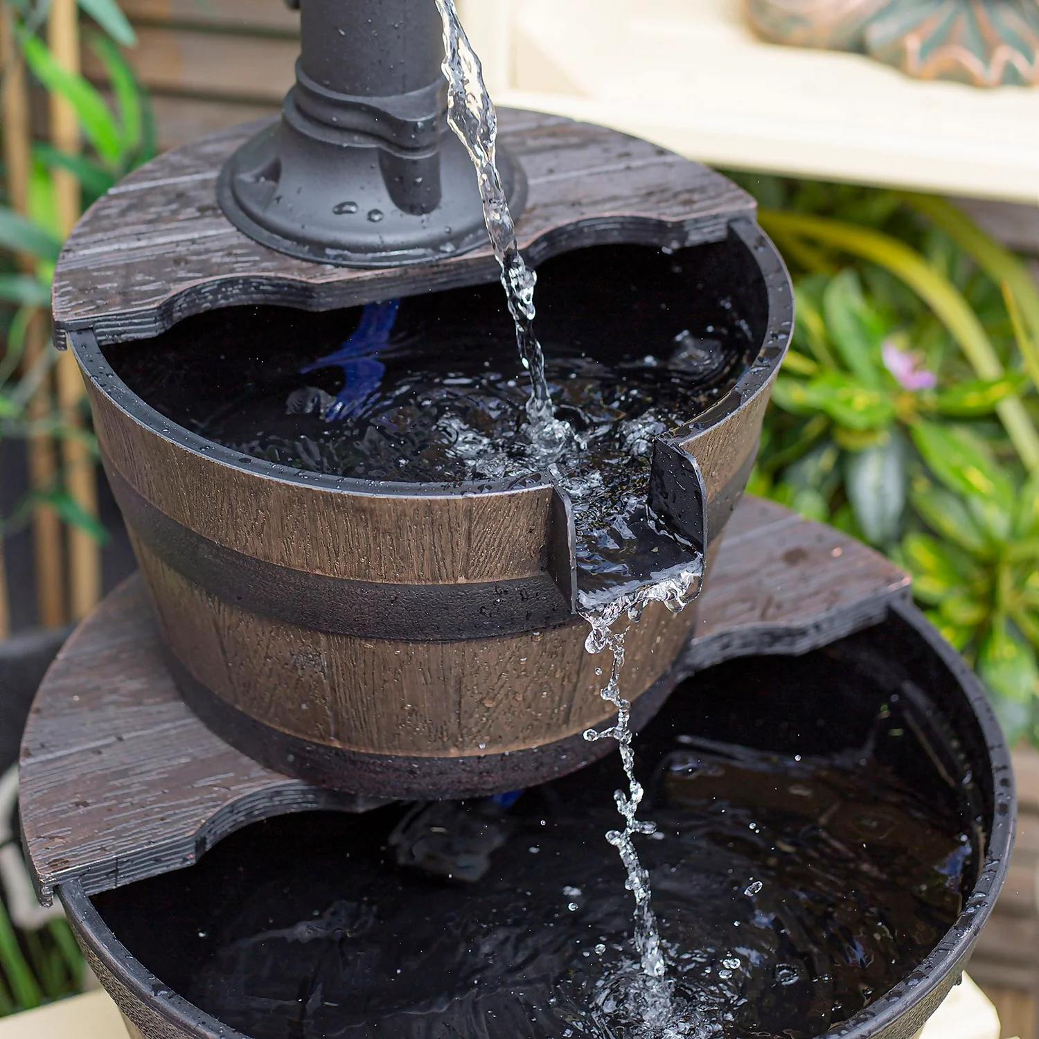 Stylish Fountain Whiskey Barrels Garden Water Feature 8 Stylish Fountain Whiskey Barrels Garden Water Feature - Image 6