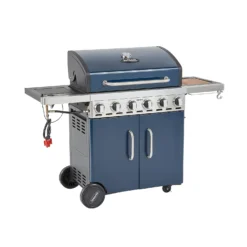 Outback Saturn Pro Blue 6 Burner Gas BBQ
