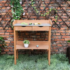 Garden Potting Bench With Two Drawers & Shelf -Garden Outdoor Equipment Store 13967031 1985014369148838