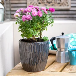Chiswick Textured Pot Black - 38cm -Garden Outdoor Equipment Store 13973633 1895011242848109