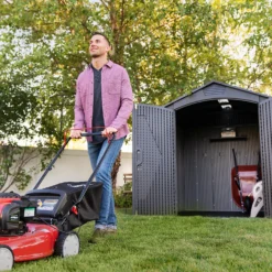 Lifetime 7x7ft Outdoor Storage Shed - Rough-Cut Grey -Garden Outdoor Equipment Store 13997403 1125000054921586