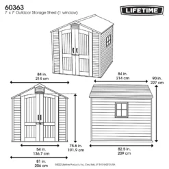 Lifetime 7x7ft Outdoor Storage Shed - Rough-Cut Grey -Garden Outdoor Equipment Store 13997403 1555000054831001