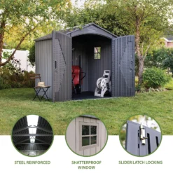 Lifetime 7x7ft Outdoor Storage Shed - Rough-Cut Grey -Garden Outdoor Equipment Store 13997403 2055000054879100
