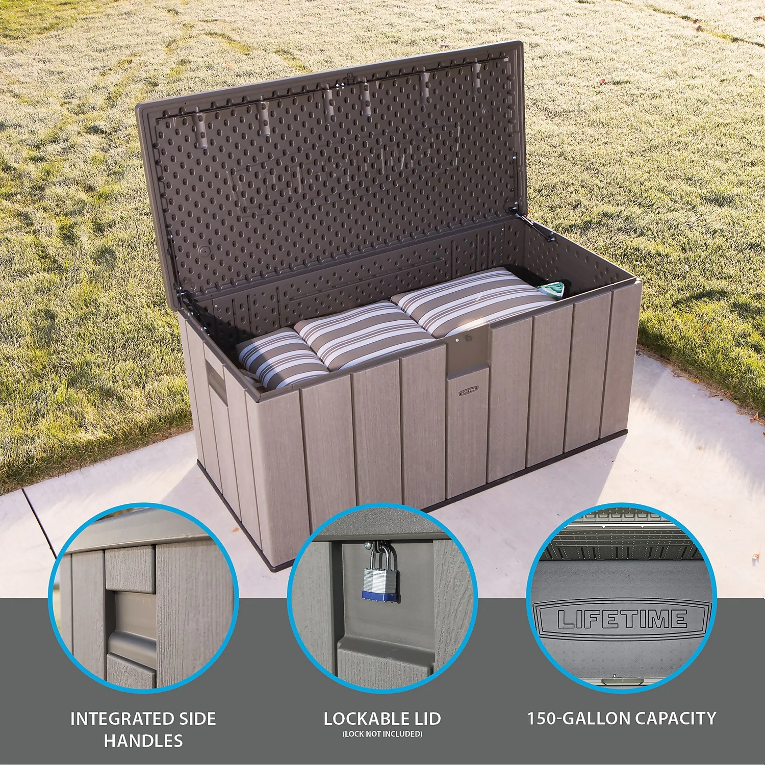 LIFETIME 568L Outdoor Storage Deck Box - Rough-Cut Brown 5 LIFETIME 568L Outdoor Storage Deck Box - Rough-Cut Brown - Image 3